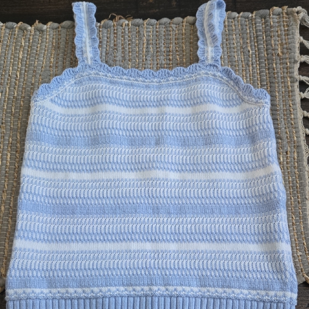 Abercrombie Kids Light Blue and White Knit Top